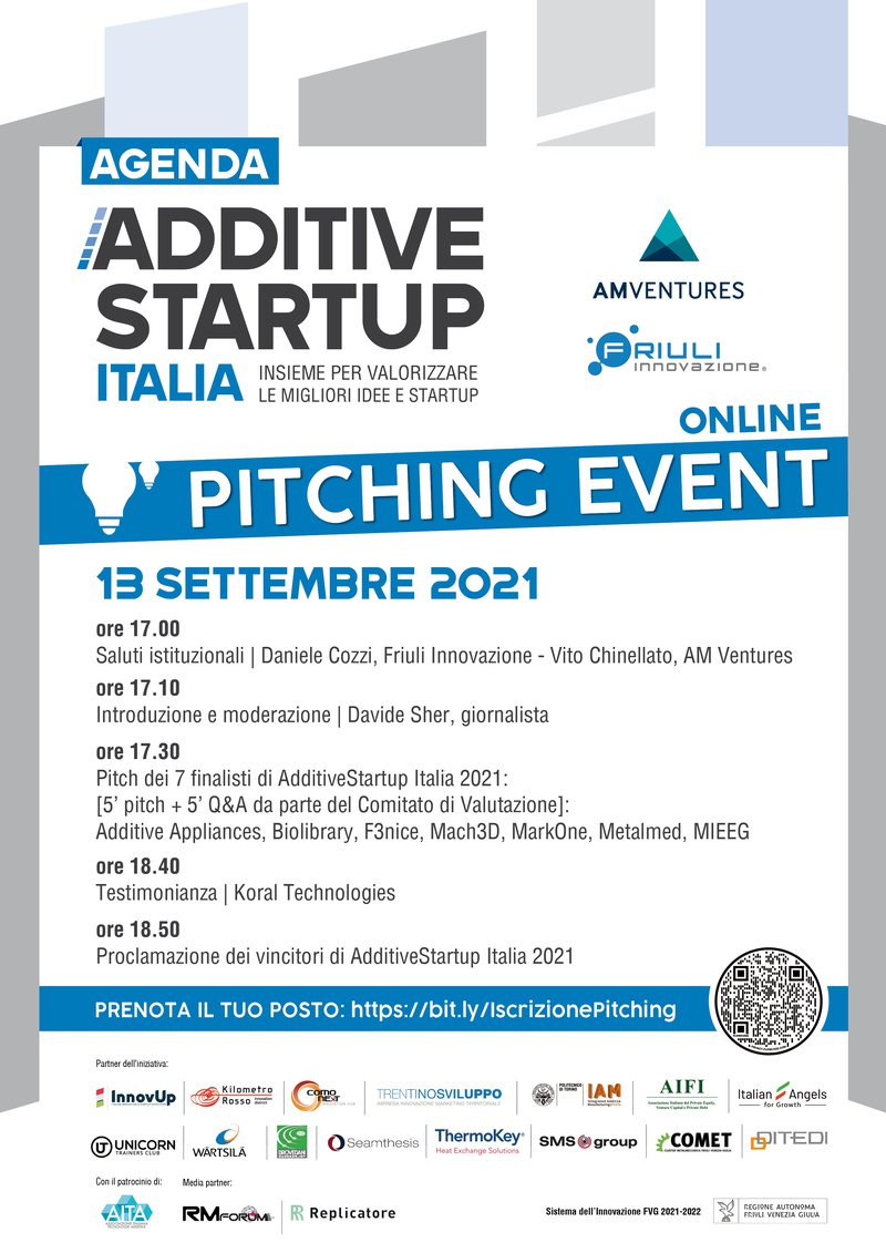 Agenda AdditiveStartup Italia Pitching event