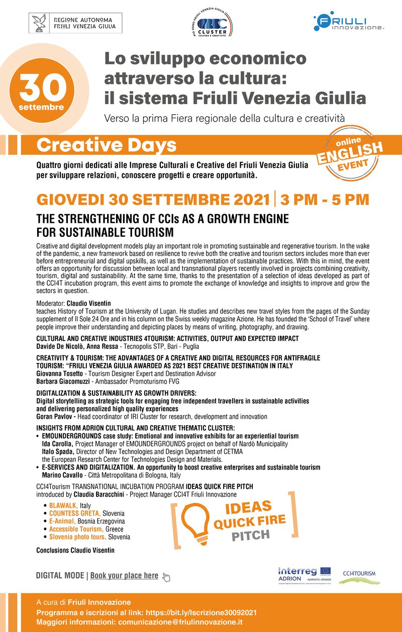Agenda Creative Days 30 settembre
